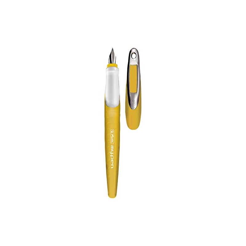 Herlitz my.pen School Fountain Pen M-Nib Mustard/White M, Pack of