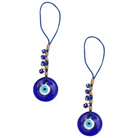 NUOBESTY Pack of 2 Blue Eyes Key Fob Turkish Amulet Pendant Evil Eye Key Ring Eid Mubarak Blue Eyes Keychain Charm Evil Eye Lucky Decoration Bags Backpack Decoration, blue