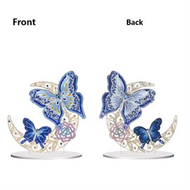 Meecaa Butterfly DIY Diamond Desktop Ornament Kit Special Shaped Crystal Diamond Painting Tabletop Ornaments Single Sided Diamond Home Decor (Butterfly)