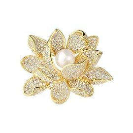 Pearl peony flower brooch (White Pearl)