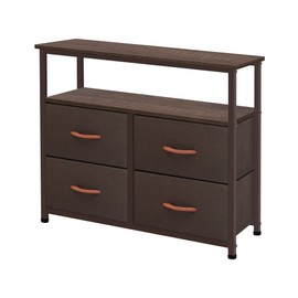 AZL1 Life Concept Dresser with Shelves-Storage Chest for Bedroom, Living Room, Hallway, Closet Organizer with Sturdy Steel Frame, Wooden Shelf, Removable Fabric Drawers, Coffee