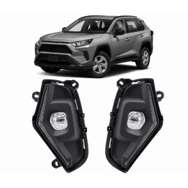 CONCEPT AUTOMOTIVE LIGHTS Compatible With 2019-2023 Toyota Rav4 Right & Left Side LED Fog Lights Kit Dual Color DRL Signal Wires