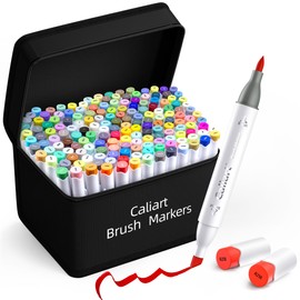 Caliart 168 Colors Alcohol Markers Brush Tip & Chisel, Dual Tip Art Markers Set for Adults Artists Sketch Illustration Coloring Book, Permanent Colored Drawing Pen Art Supplies Christmas Gifts