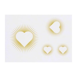 4 x 'Sunshine Heart' Temporary Tattoos - Water Resistant, Skin-Safe, Non-Toxic Transfers, Mixed Sizes (TO00084206)
