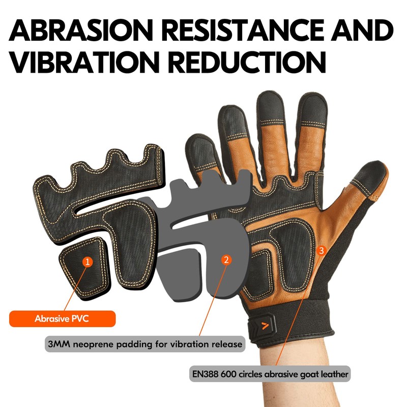 Vgo... Work Gloves Men Touchscreen Anti Impact,Utility Gloves in Goat