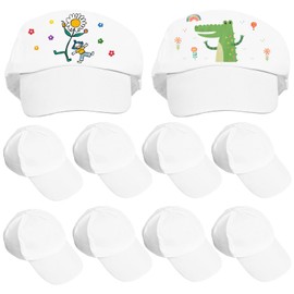 BESPORTBLE 10 Pack DIY Blank Hats, Plain Graffiti Caps, Kids Painting Graffiti Accessories, White, Cotton