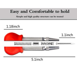 Automatic Center Punch 5 Inch Adjustable Spring-Loaded Tool Center Punch Set Tension Punch Tool for Metal for Metal Wood Plastic Glass and Marble (Red)