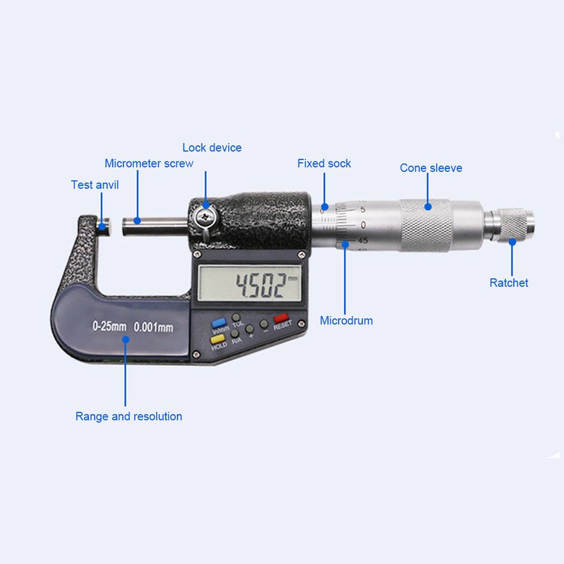 Measure Tool 0-25mm Electronic Digital Micrometer 0.001mm Thickness Gauge and