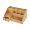 Desk Organizer, Modern Simple Bamboo Wooden Office Desktop Storage Organizer