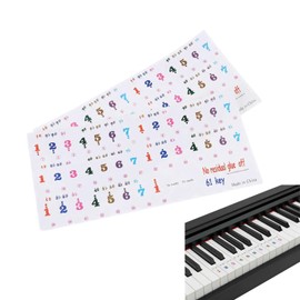 SUPVOX Piano Keyboard Stickers for 61 Keys Transparent Colorful Numbered Decals Removable Adhesive Learning Tool for Beginner Kids and Adults