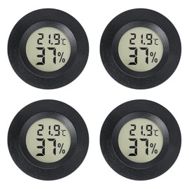 Mini Hygrometer Indoor/Outdoor Humidity Meter Hygrometer Thermometers 4 Pack Humidity Meters Gauge Hygrometer Mini Digital Thermometer Hygrometer for Humidors, Greenhouse, Garden, Cellar (4)