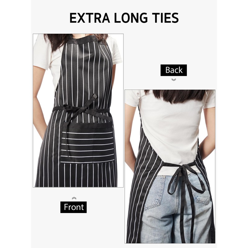 Syntus 2 Pack Adjustable Bib Apron with 3 Pockets Cooking