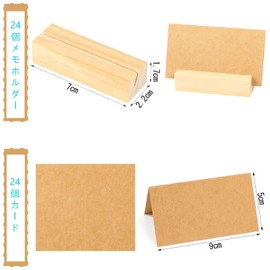 CINECE Wood Memo Clip Holder Stand 24pcs + 18pcs Business Card Holder Business Card Holder for Office Photo Card Holder Stationery Office (Rectangle B)