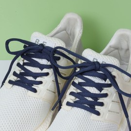 Stepace 1/4" Oval Athletic Shoelaces [2 Pairs] 39"-63" in 12 Colors Half Round Shoe Laces for Sneakers Navy Blue 160