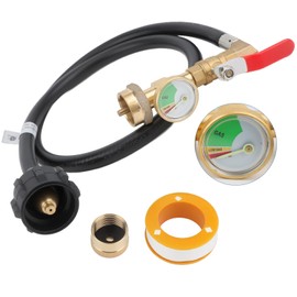 Scienraise 3FT Propane Tank Refill Adapter for 1LB Propane Gas Tanks – Enhanced Hose with Pressure Gauge and On/Off Control Valve for Safe Refills (QCC1/Type1 Inlet), Perfect for Camping and Grilling