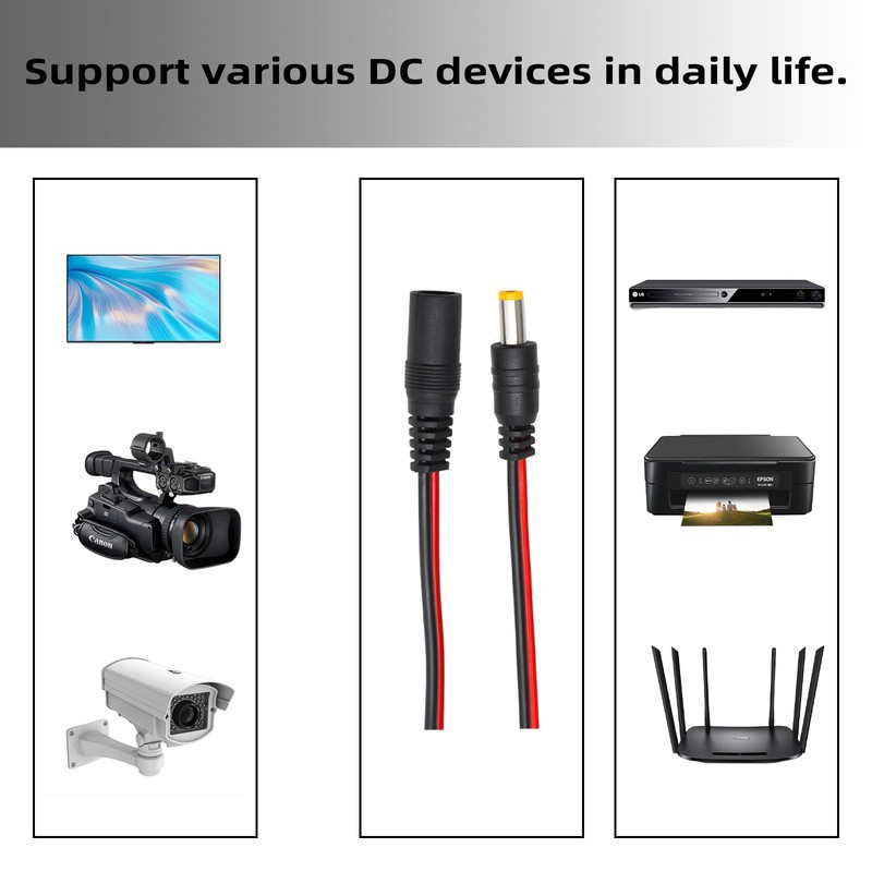 TNSLAND 6 Pairs DC Cable, 18AWG DC 12V 5A 5.5