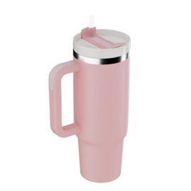 YOUEXPERT 30 oz Tumbler with Handle and Straw, Insulated Tumblers with Lid and Straw, 30 oz Cup Stainless Steel Water Bottle Outdoor Sports Travel Tumblers- Sakura Pink