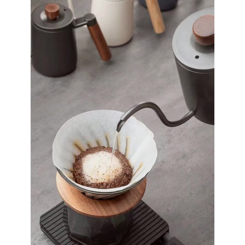 SOVIFKI Coffee Drip Pot, Graduated Drip Pot, Walnut Wood Handle