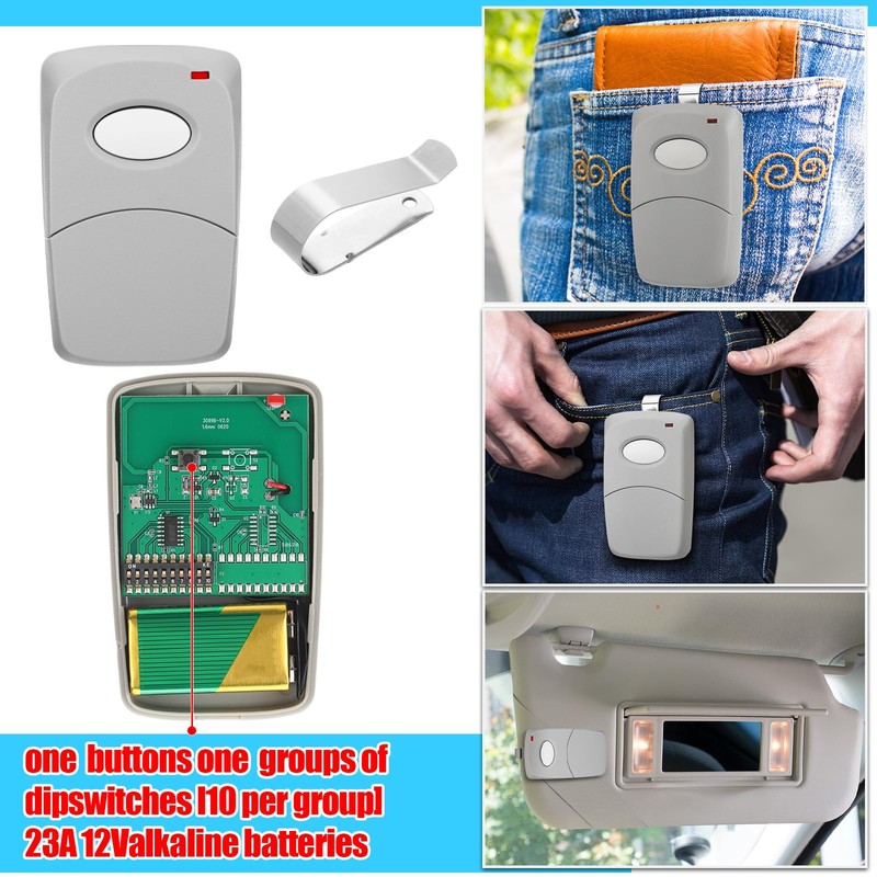 Kingdder 2 Pcs 1 Channel Gate Opener Remote Compatible with