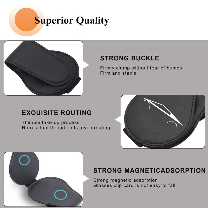 Car Sunglasses Holder Compatible with Cybertruck Sun Visor Magnetic Leather