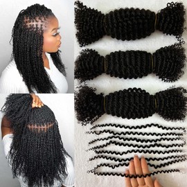 Springy Afro Twist Human Pre Separated Bulk Hair Extensions Mini Kinky Curly Twist With Extensions Crochet Braids Bundles Marley Twists Braiding Hair for Women 16 Inch 100g
