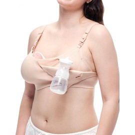 Momcozy 4-in-1 Pumping Bra for Hands-Free Use, Cooling Fabric & Jelly Strip Support for Comfortable Nursing Coral