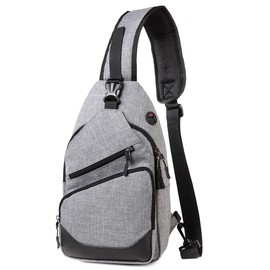 VASCHY Sling Bag, Man Bag for Men and Women Anti-theft Chest Backpack Bag Lightweight Water Resistant Crossbody Rucksack for Hiking, Sport, Travel (Grey)