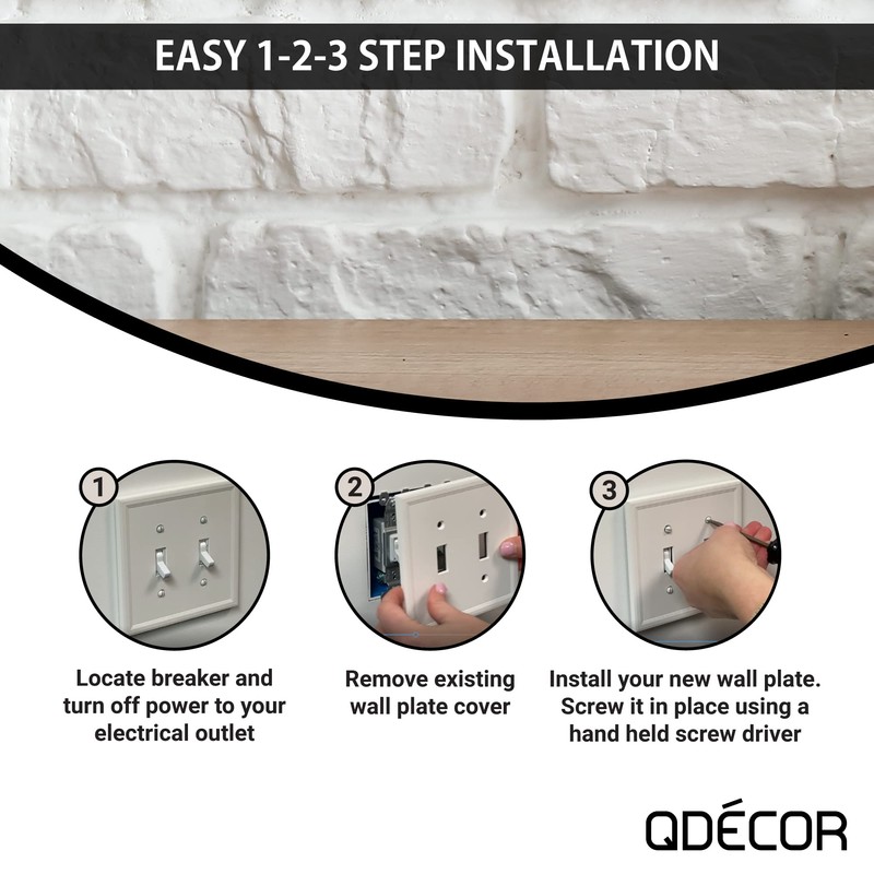 Questech Decor Single Duplex Electrical Outlet Cover Wall Plate, 1-Gang