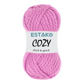 Estako Cozy Thick & Quick Yarn 20% Wool 80% Acrylic Soft Super Bulky Weight #6 Knitting and Crocheting Yarn 3.52 oz (100gr) 65 yds (60 m) (56032-Rose)