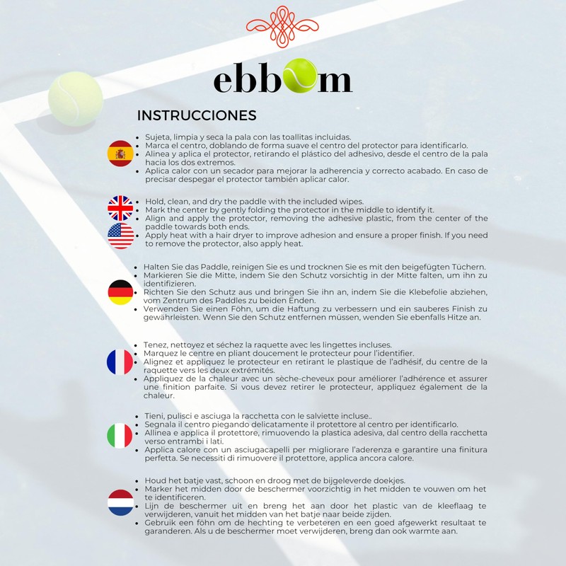 EBBOM Transparent Padel Racket Protector Durable and Lightweight Padel Racket