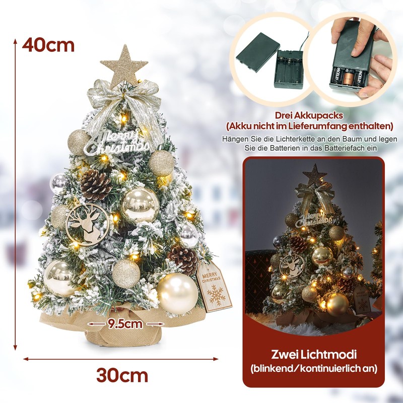 Dewur Mini Christmas Tree Small with Lighting LED Table Artificially