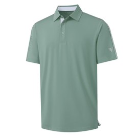 M MAELREG Golf Shirts for Men Dry Fit Performance Moisture Wicking Casual Collared Mens Polo Shirts Short Sleeve Beryl Green