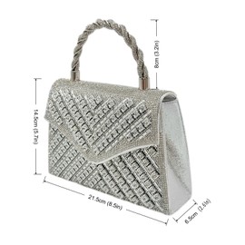 Zaciea Sparkly Clutch Purses for Women Fomal, Evening Bags Handbags with Rhinestone for Wedding and Party (silver)