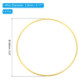 PATIKIL 5.5 Inch Dream Catcher Rings, 6 Pcs Metal Macrame Wreath Floral Round Ring Hoop for Christmas Decor Home Car DIY Craft Wedding Wall Hanging Decorations, Gold