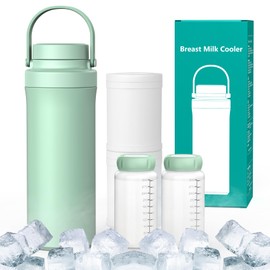 Xaproo Upgraded 22oz Breast Milk Cooler Bottle, Portable Milk Cooler for Breastmilk with 360° Total Cooling for 24 Hours, Breastmilk Chiller with 2pcs Baby Bottles, Breastfeeding Essentials, BPA-Free