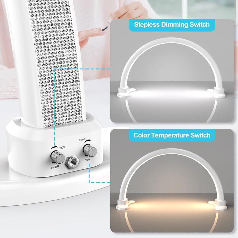 Dlesot Large Half Moon LED Light for Table Nail Desk