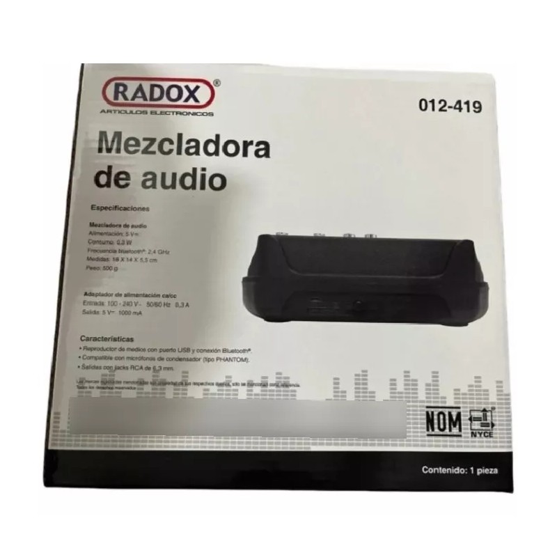 Radox Mezcladora De Audio 4 Canales Bluetooth 012-419 Radox