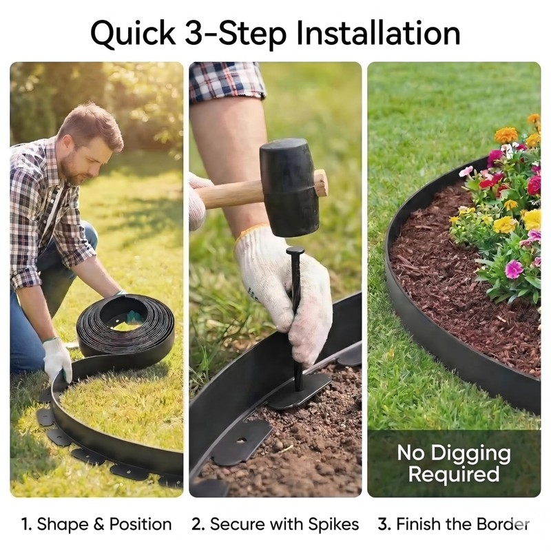 BABL LIFE Landscape Edging Kit, 40 FT x 2 Inch,