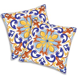 FOISIIAEA Throw Pillow Covers Set of 2 18x18 in Colorful Ethnic Pattern Decorative Pillow Cases Cushion Cover for Living Room Bedroom Sofa