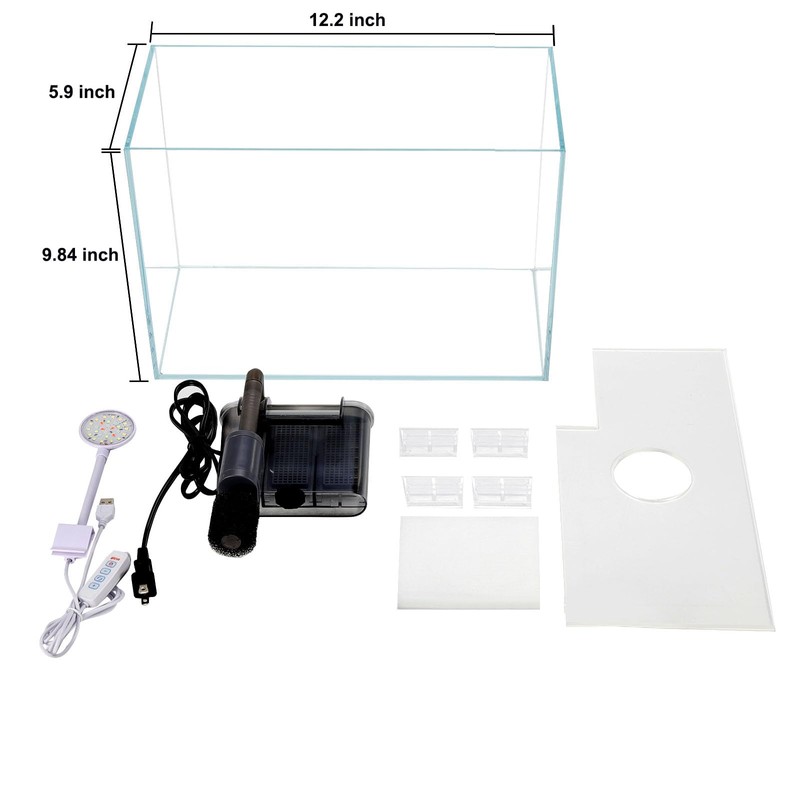 3 Gallon Glass Small Fish Tank, Betta Fish Tank Starter