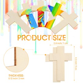 Treela 100 Pack Blank Wooden Cross Unfinished Cross Shaped Wood Cutouts for Crafts Wood Cross for DIY Projects Sunday School Church Home Decoration Ornaments, 11 x 7 Cm/ 4.3 x 2.8 Inches