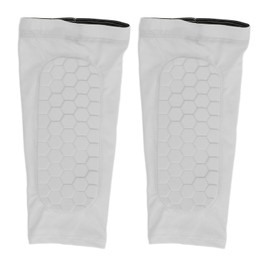 2PCS Soccer Leg Sleeves for Adults Anti Slip Breathable Calf Compression Sleeve Shin Guard Sleeve with Honeycomb Pad for Baseball Basketball White XL