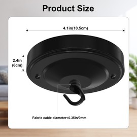 Light Canopy Kit, Chandelier Hook, Ceiling Chandelier Metal Kit with All Mounting Hardware, Ceiling Hooks for Chandelier, Pendant Light, Flower Basket and Hanging Plants (Black)