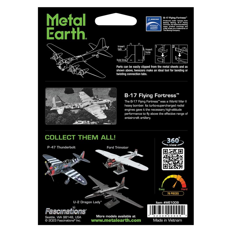 Metal Earth B-17 Flying Fortress Color 3D Metal Model Kit