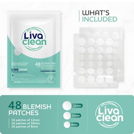 2 Pack (96 Count) LivaClean Hydrocolloid Patches, Spot Stickers Bulk, Hydrocolloid Patches for Face, Spot Patches for Face, Overnight Spot Patch for Face and Skin