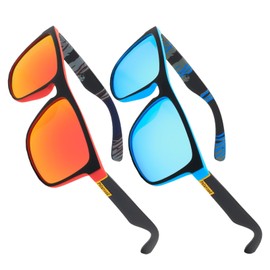 HTTDSLF 2 Pairs of Polarised Sunglasses Men/Women, Sports Fashion Sunglasses Men Polarised for Driving, Fishing, Travel, Mountaineering, Shopping, Holiday, Beach, UV Protection, Unisex, multicoloured