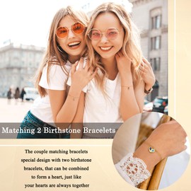Sistble Mother Daughter Bracelets, Gifts for Mom Daughter Matching 2 Birthstone Bracelet Couple Heart August Peridot December Turquoise Bracelet Birthday Gifts Friendship Jewelry