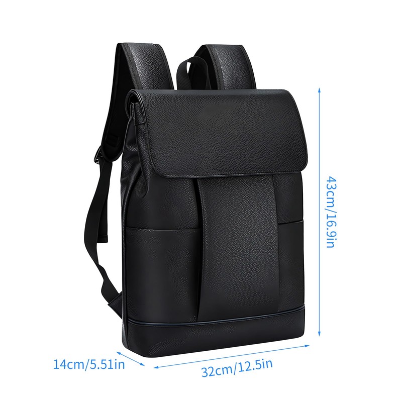 Amexo Backpack for Men Women PU Leather Daypack Black Extra
