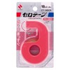 Nichiban CT-18DCR Cellotape Small Roll with Cutter, Straight Cutter, Red