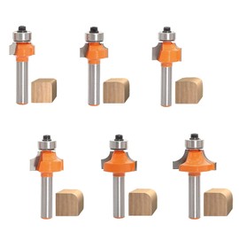 AKYLIN Rounding Cutter 8 mm Shank, 6 Pieces Round Over Cutter Bits Radius 2-3-4-5-6-8, Quarter Bar Cutter Edge Cutter Set with Ball Bearings Round Edge Cutter Wood Cutter Tool Woodworking Set